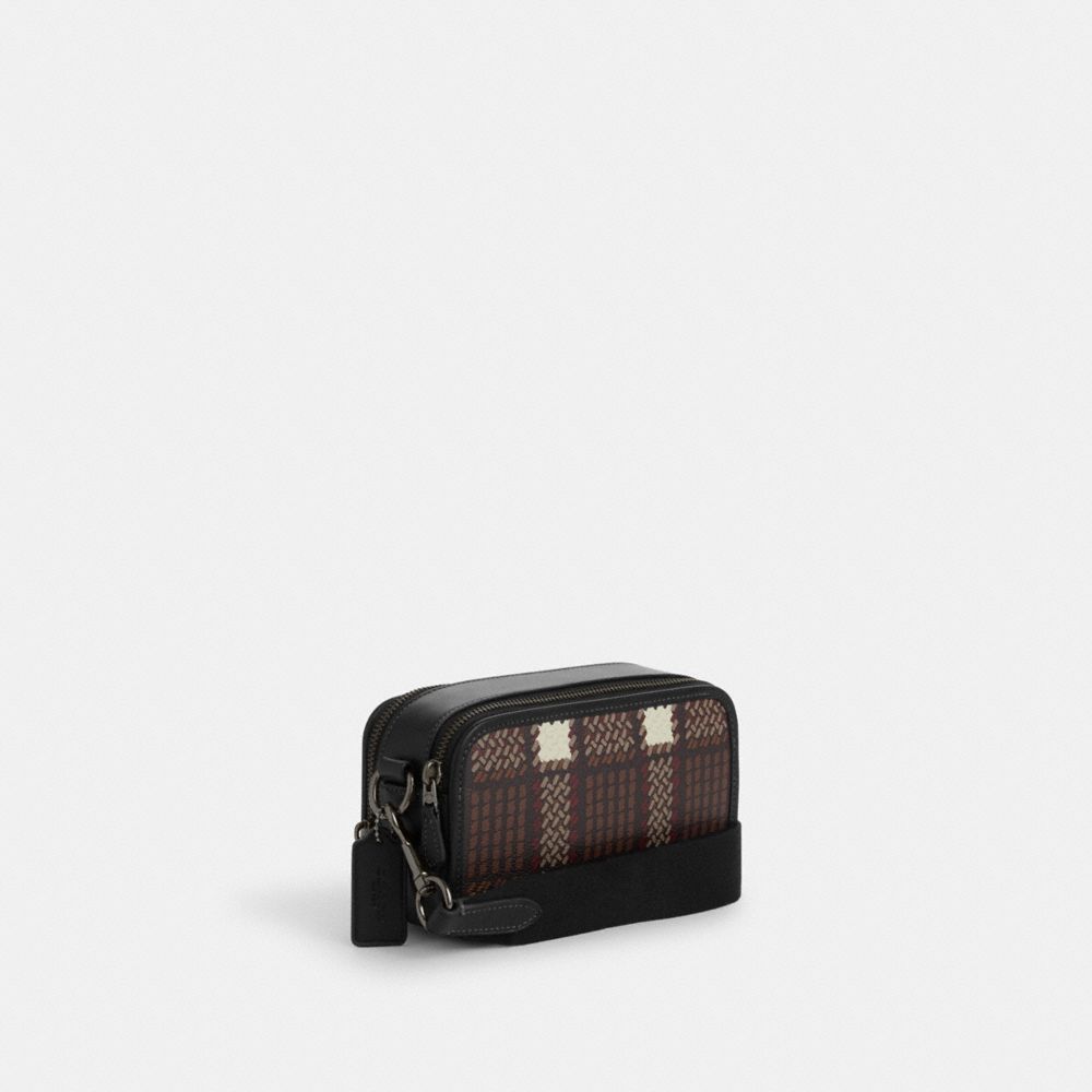 Wyatt Crossbody With Plaid Print - CN411 - Gunmetal/Black Multi