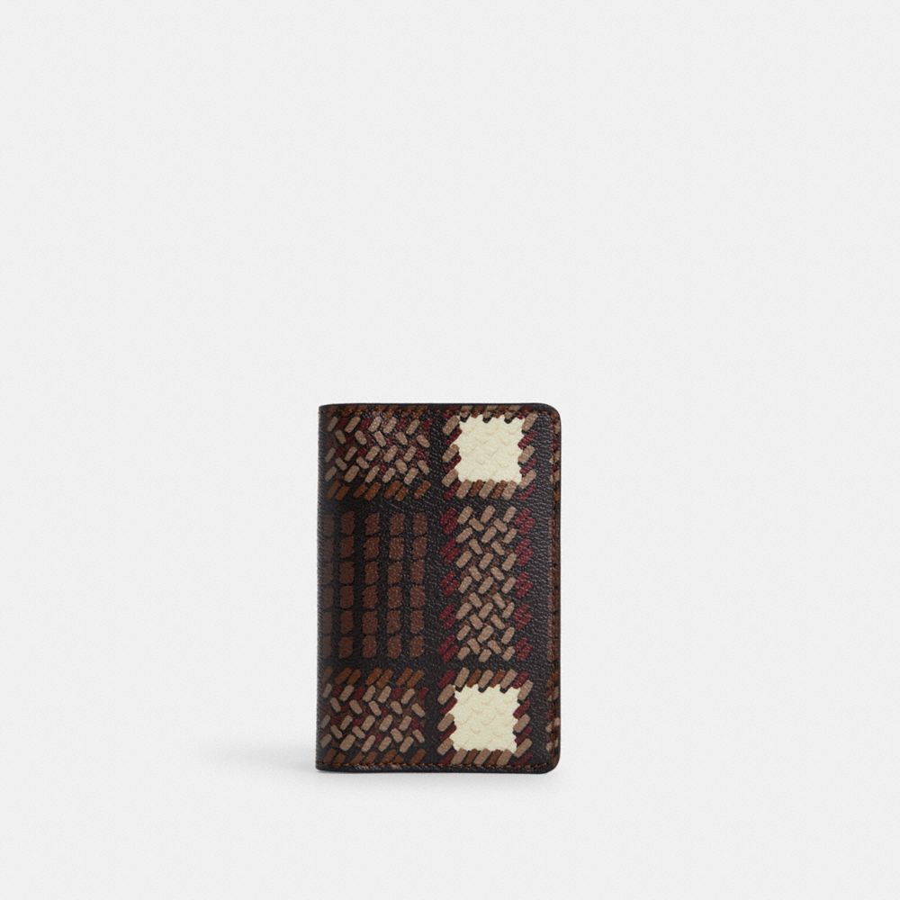 Id Wallet With Plaid Print - CN412 - Gunmetal/Black Multi