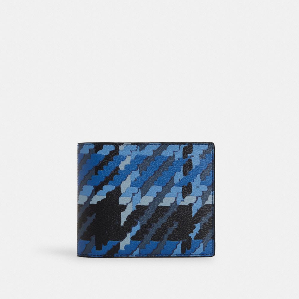 3 In 1 Wallet With Plaid Print - CN413 - Gunmetal/Denim Multi