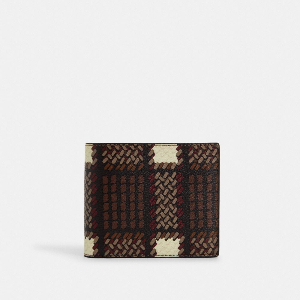 3 In 1 Wallet With Plaid Print - CN413 - Gunmetal/Black Multi