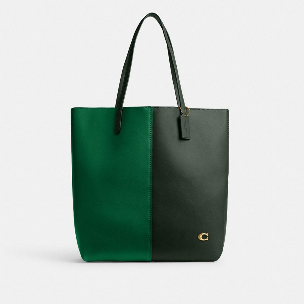 COACH CN423 North Tote In Colorblock BRASS/GREEN MULTI