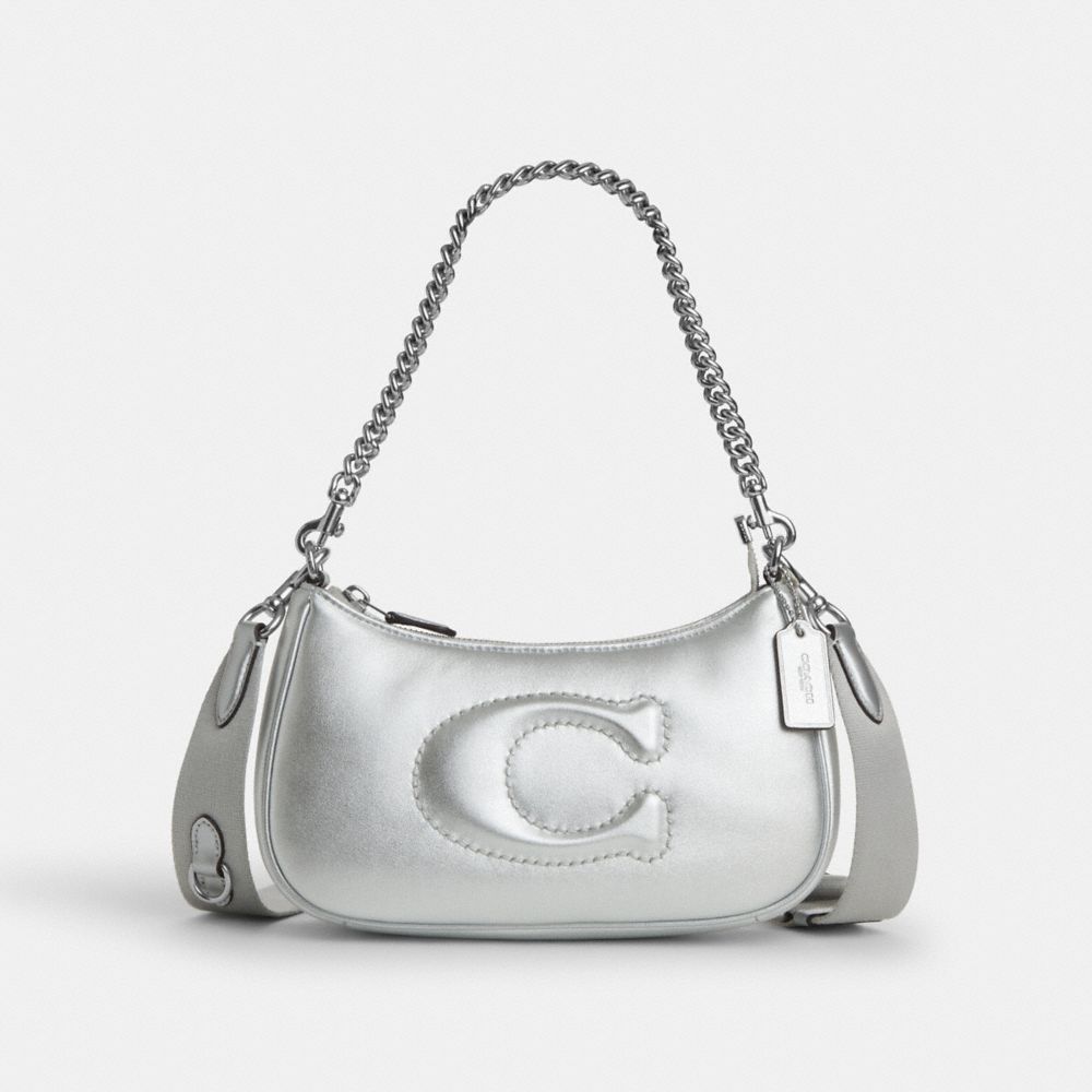 Teri Shoulder Bag With Signature Quilting - CN435 - Silver/Metallic Silver