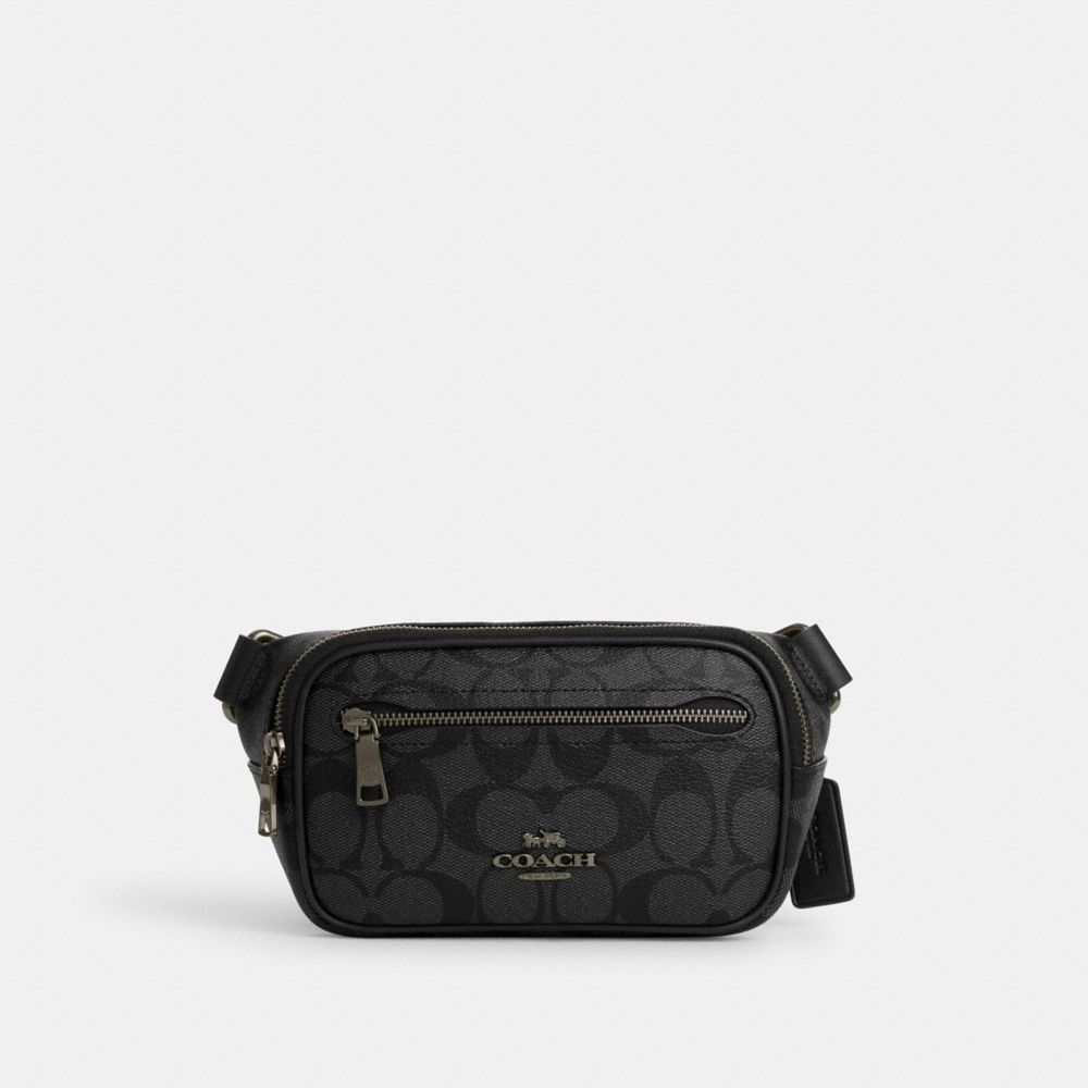 Mini Belt Bag In Signature Canvas - CN503 - Gunmetal/Charcoal