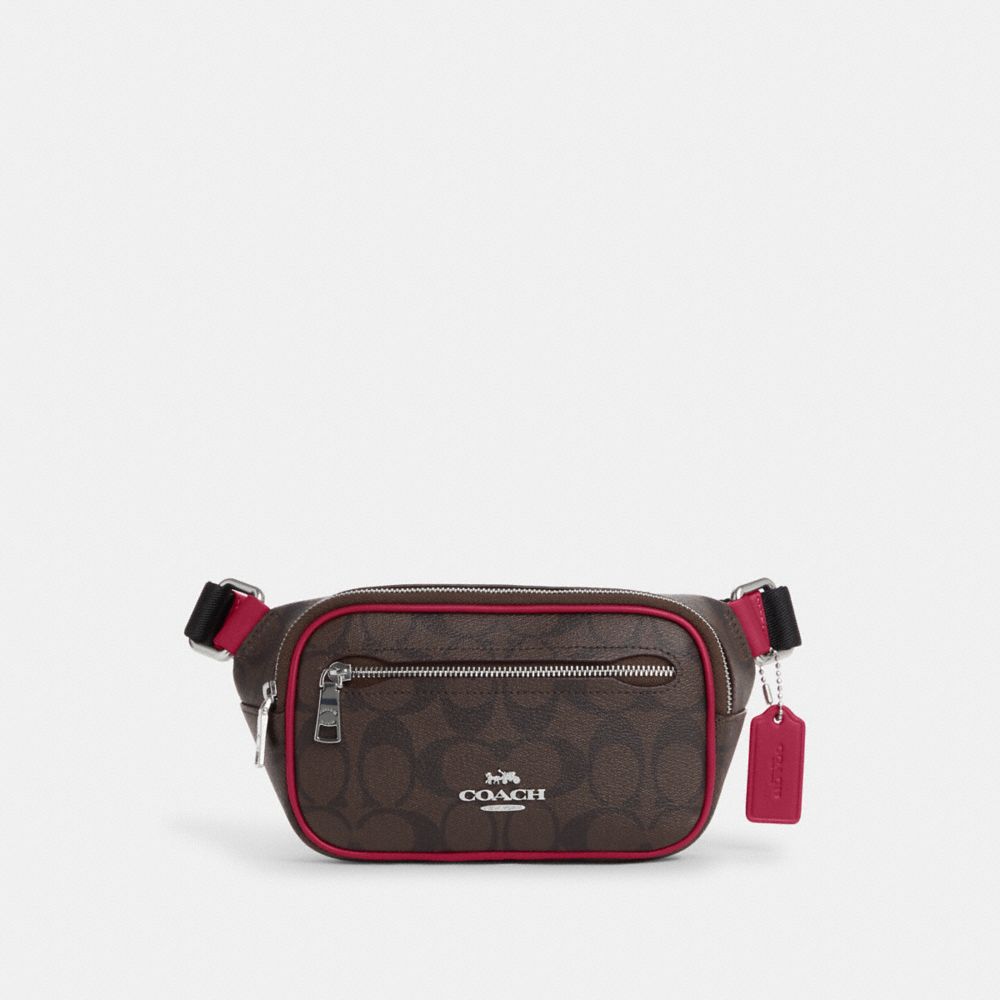 Mini Belt Bag In Signature Canvas - CN503 - Silver/Brown/Bright Violet
