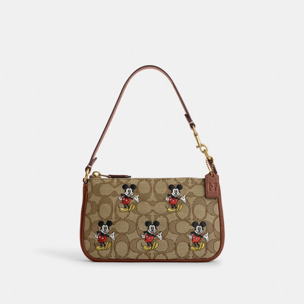 Disney X Coach Nolita 19 In Signature Jacquard With Mickey Mouse Print - CN507 - Brass/Khaki/Redwood Multi