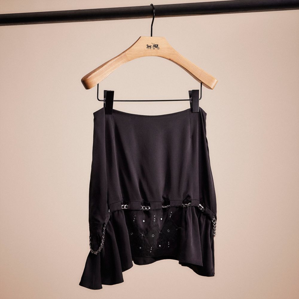 CN518 - Restored Short Silk Skirt Black