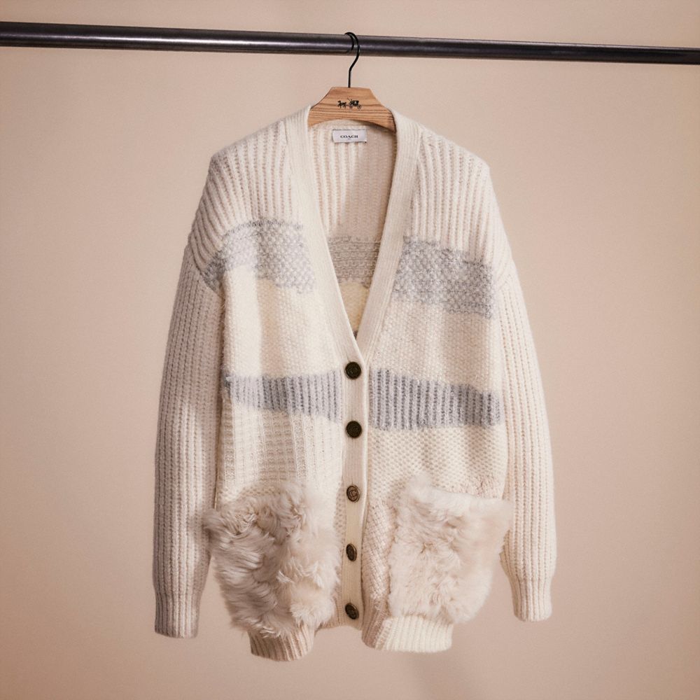 CN519 - Restored Cardigan With Shearling Ivory