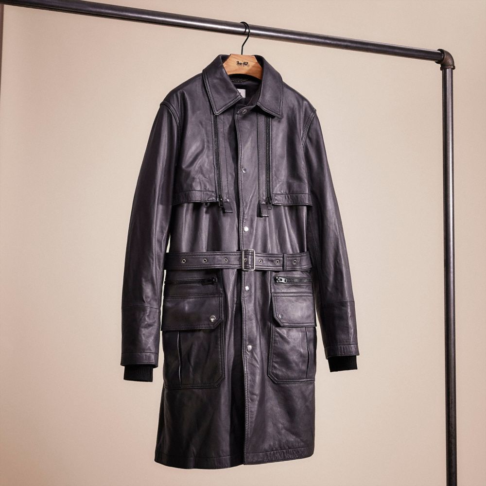 CN524 - Restored Leather Raincoat Black