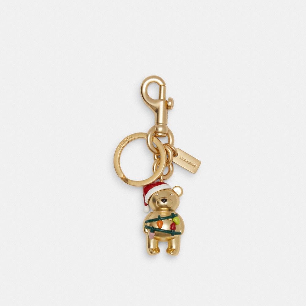 Christmas Lights Bear Bag Charm - CN572 - Im/Gold Multi