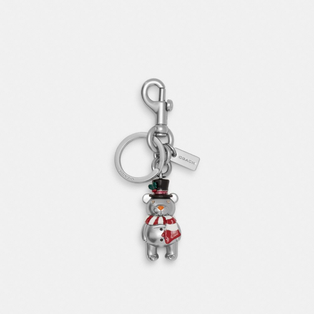 COACH CN573 Snowman Bear Bag Charm Silver/Silver Multi