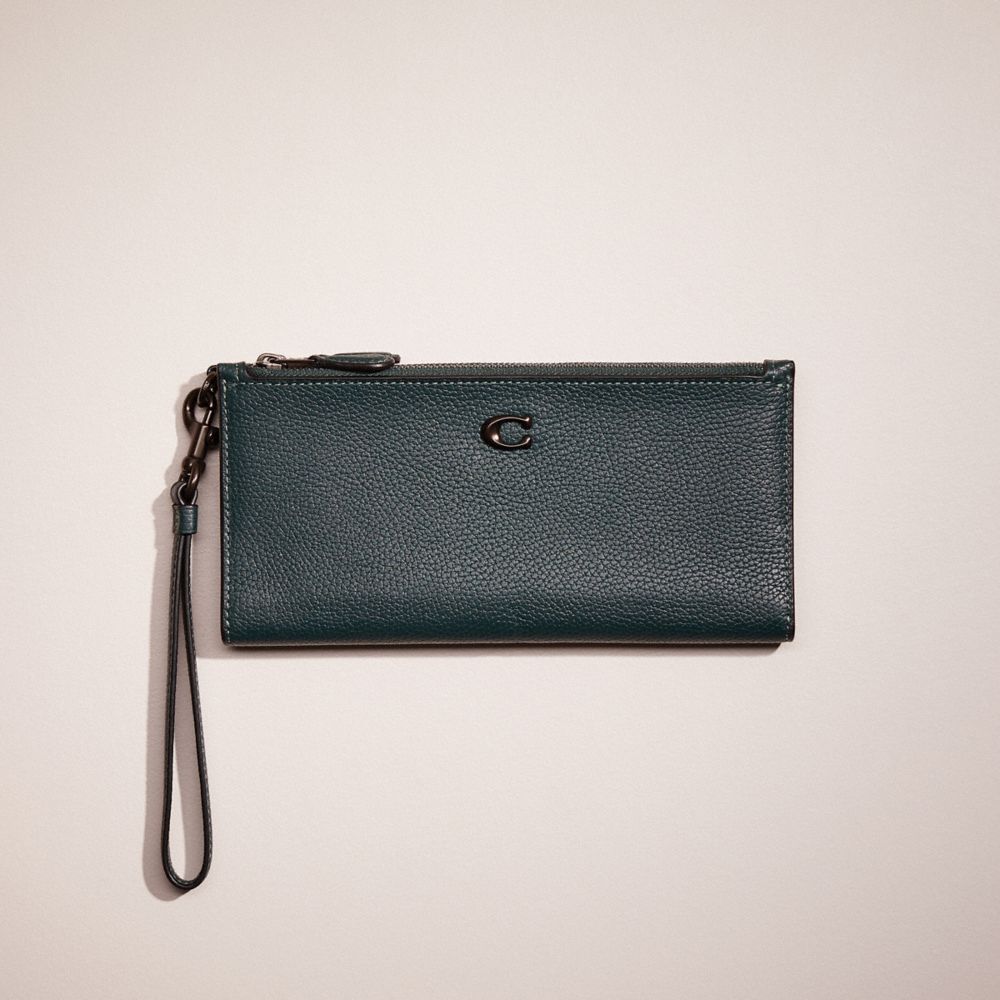CN668 - Restored Double Zip Wallet Pewter/Forest