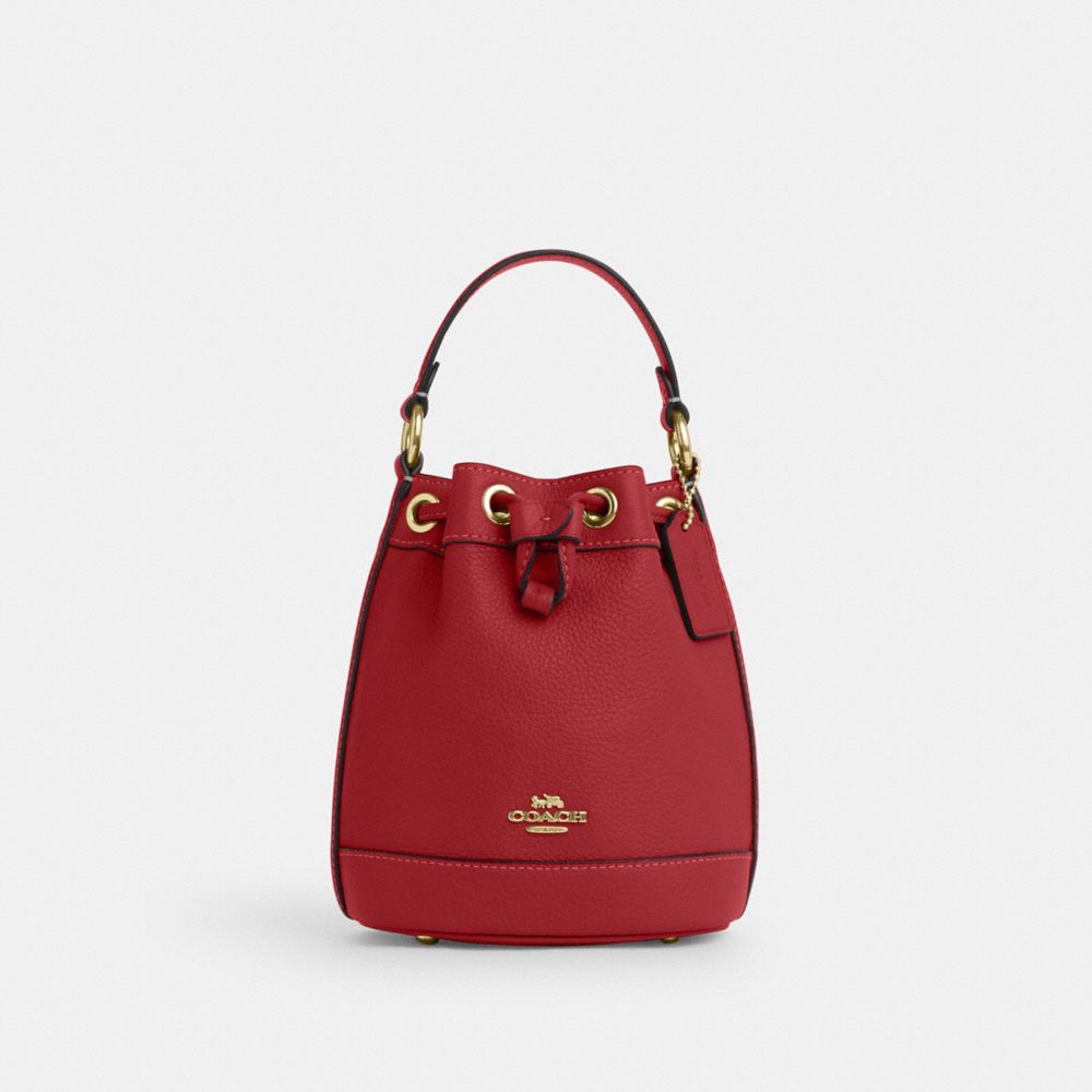 COACH CN683 Dempsey Drawstring Bucket Bag 15 GOLD/1941 RED