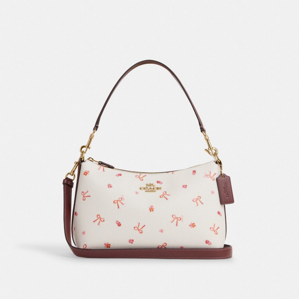 COACH CN687 Clara Shoulder Bag With Bow Print Im/Chalk/Wine Multi