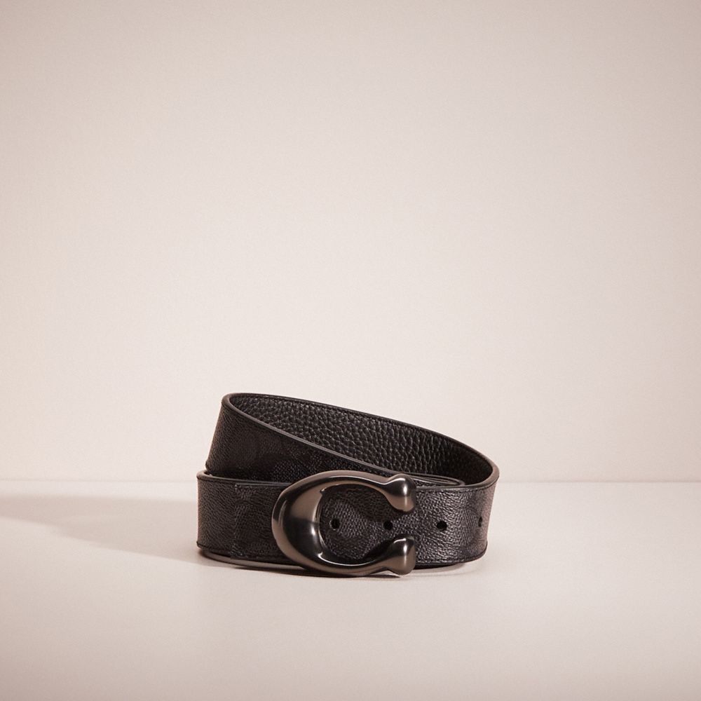 CN711 - Restored Signature Buckle Cut To Size Reversible Belt, 38 Mm Charcoal/Oxblood