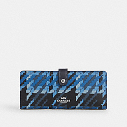 Slim Wallet With Graphic Plaid Print - CN750 - Silver/Blue Multi