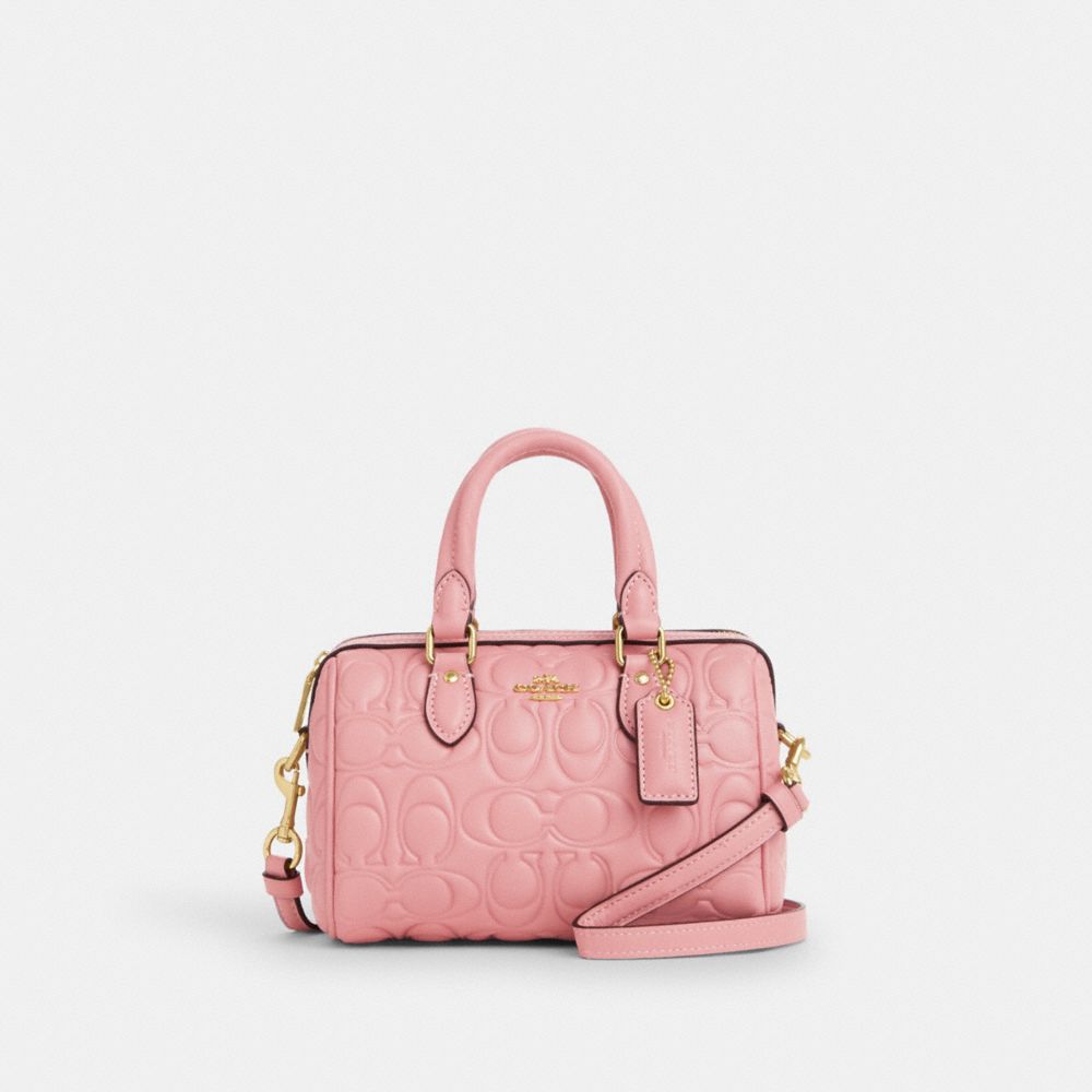 COACH CN754 Mini Rowan Crossbody With Signature GOLD/LIGHT BLUSH