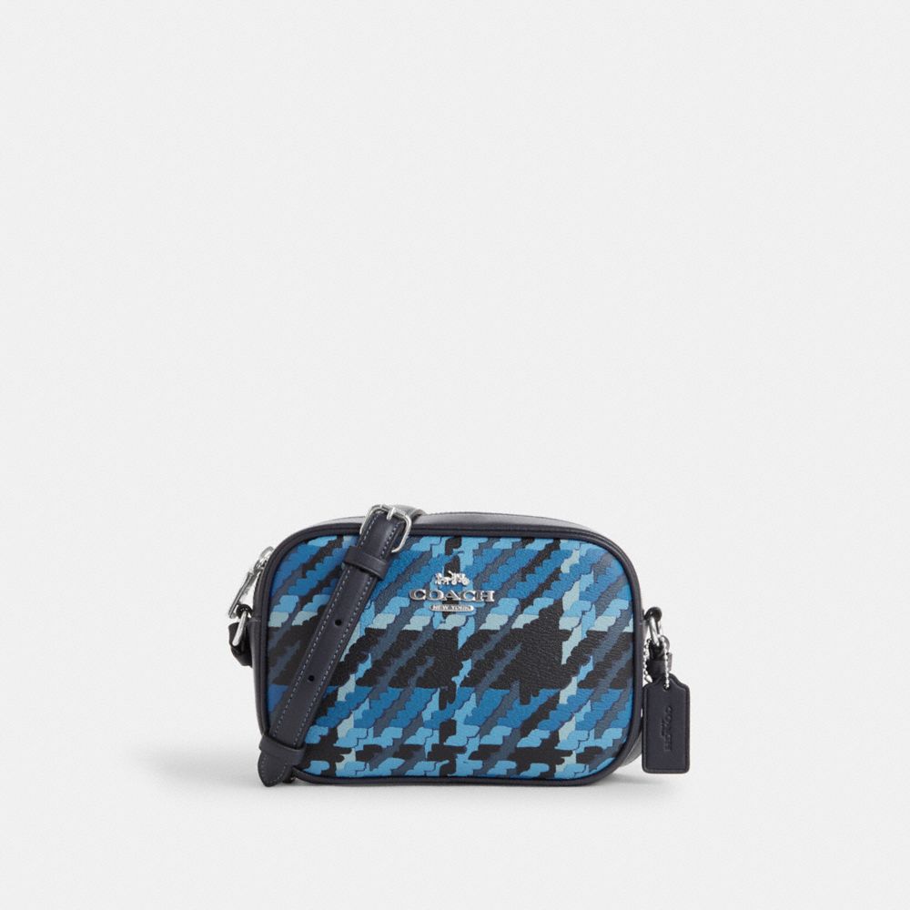 COACH CN758 Mini Jamie Camera Bag With Plaid Print Silver/Blue Multi