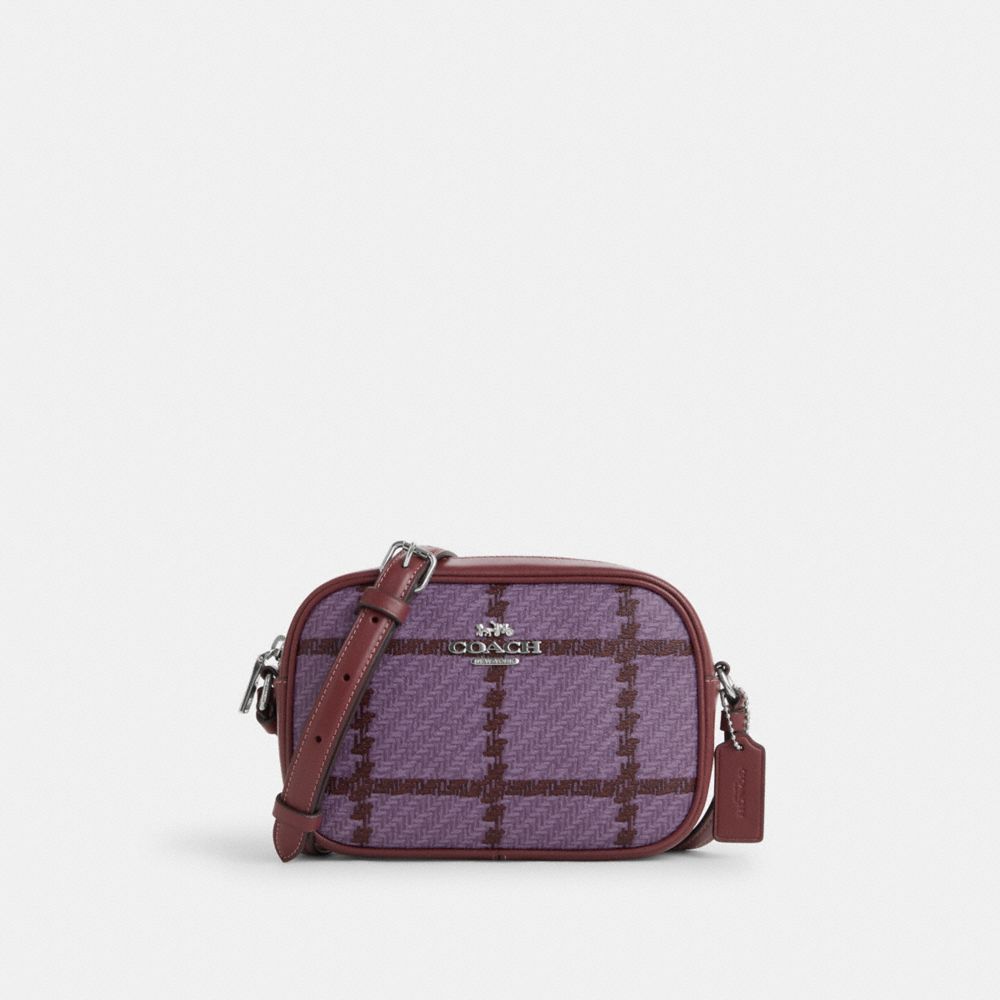 COACH CN758 Mini Jamie Camera Bag With Plaid Print SILVER/LAVENDER MULTI