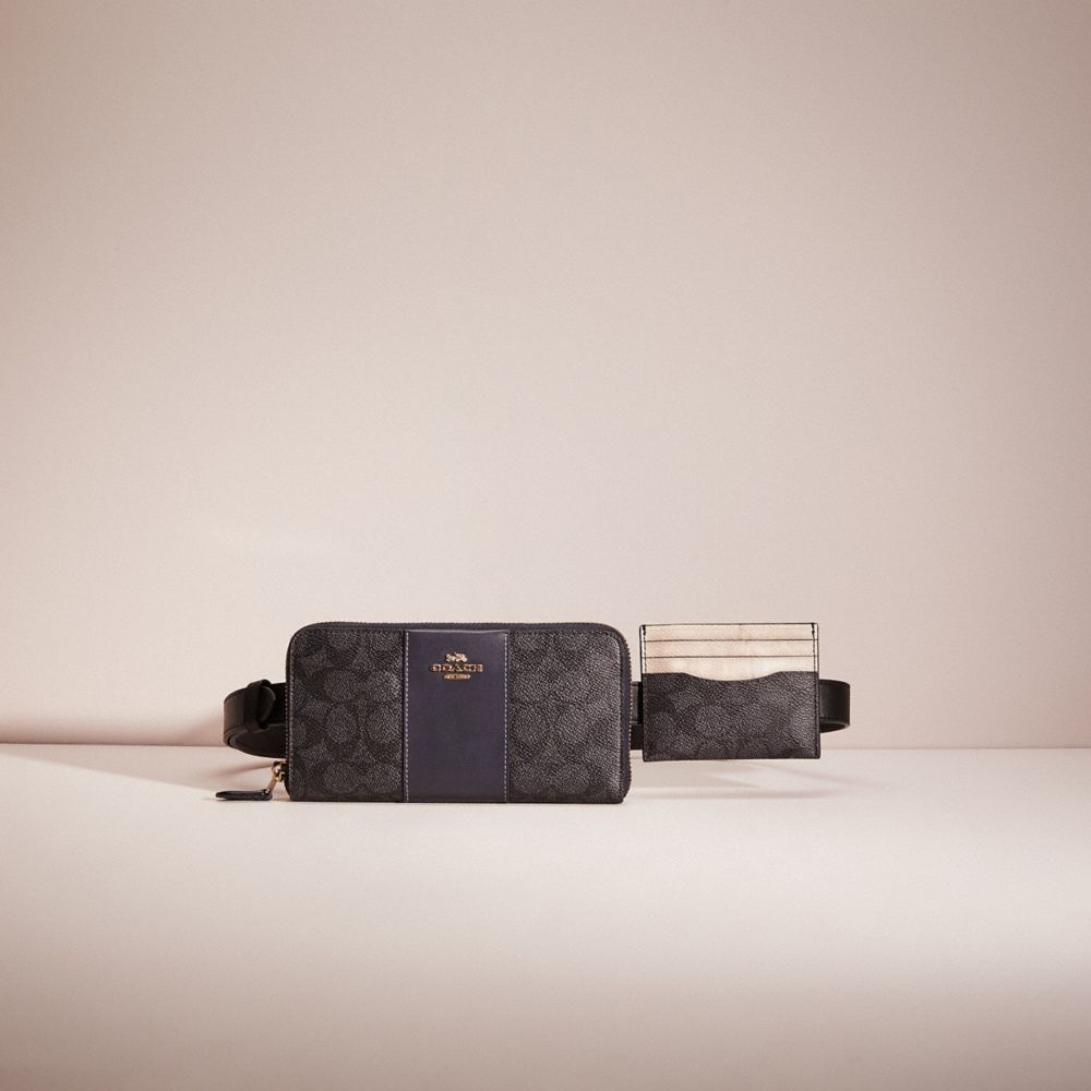 CN781 - Upcrafted Belt Bag Creation In Colorblock Signature Canvas Charcoal/Midnight Navy/Light Gold