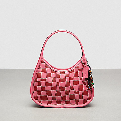 COACH CN925 Ergo Bag In Wavy Checkerboard Upcrafted Leather Confetti Pink/Electric Red