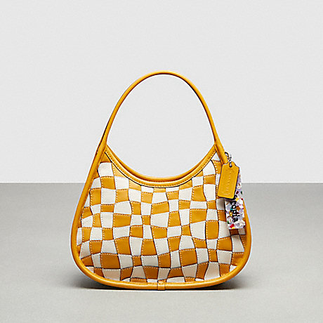 COACH CN925 Ergo Bag In Wavy Checkerboard Upcrafted Leather Chalk/Buttercup