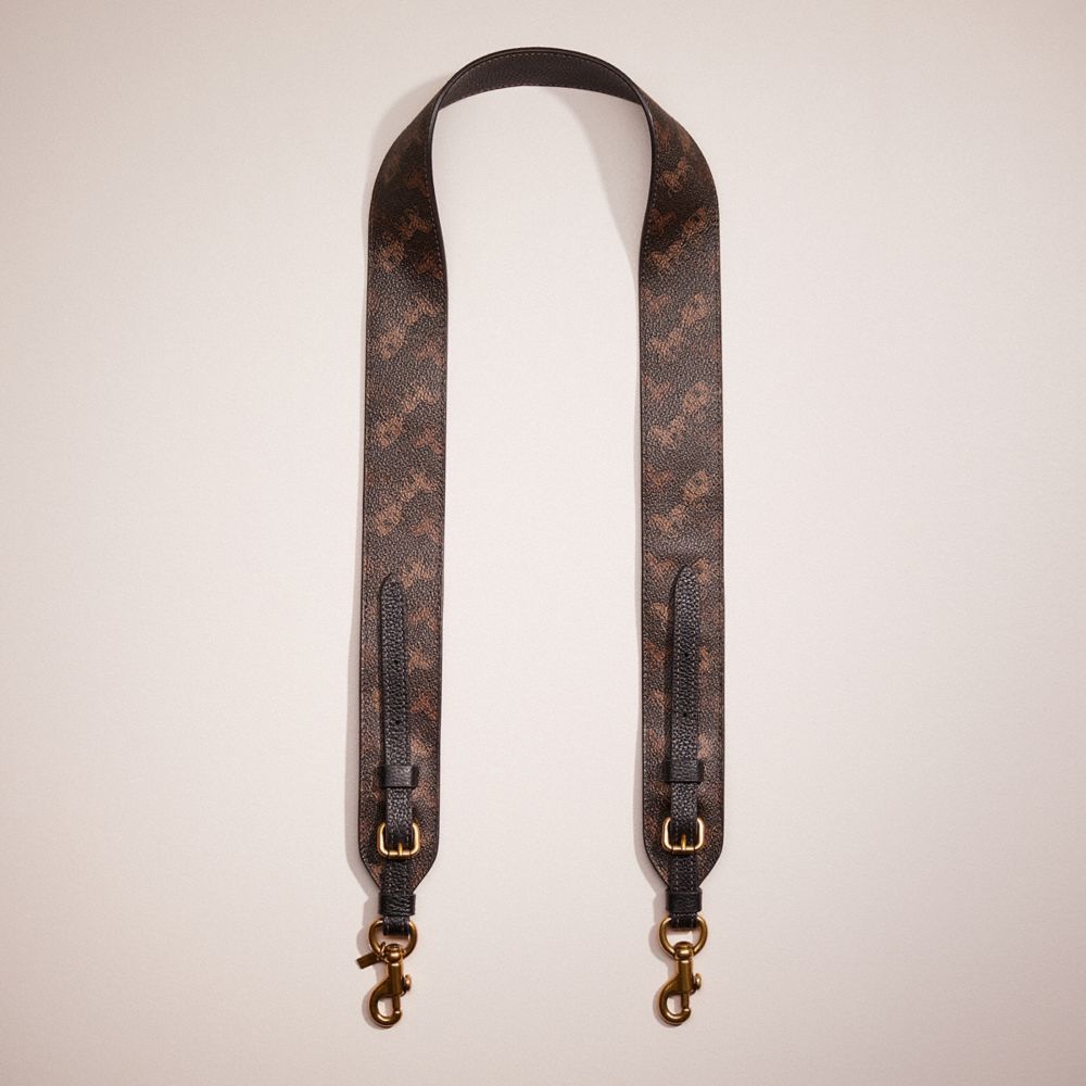 CN929 - Restored Strap With Horse And Carriage Print Brass/Truffle Black