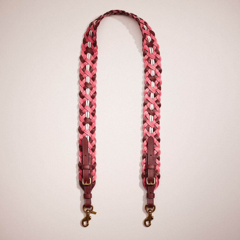 COACH CN932 Restored Strap With Weaving Brass/Confetti Pink Multi