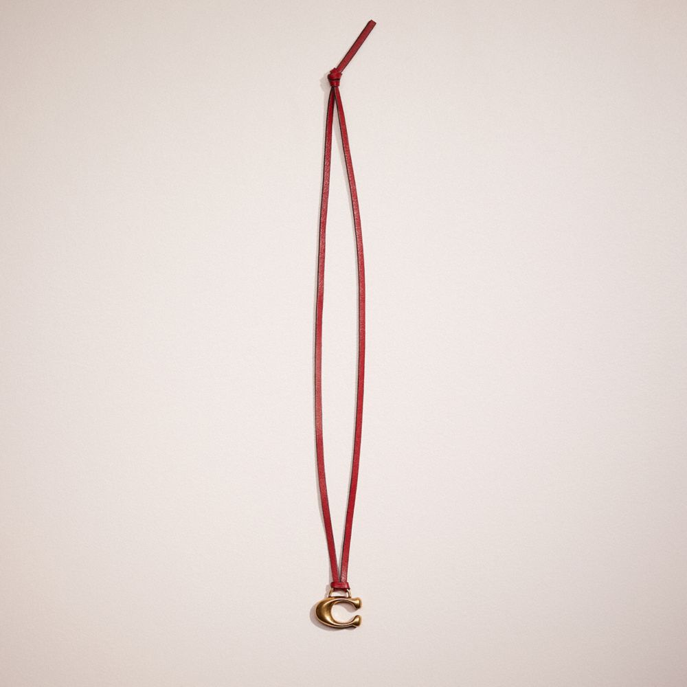 COACH CO094 Remade Leather Charm Necklace Red Multi