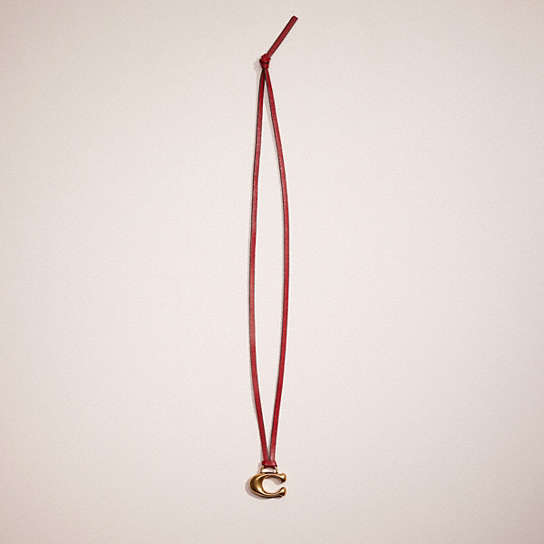 CO094 - Remade Leather Charm Necklace Red Multi