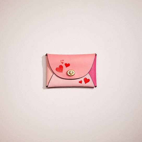CO096 - Remade Medium Pouch With Hand Painted Hearts Pink/Multi