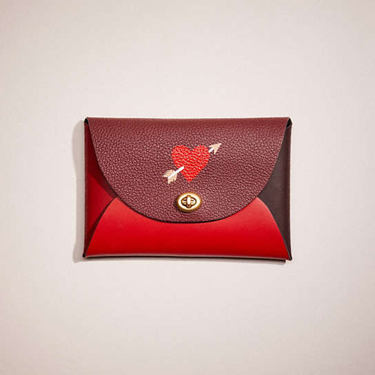 CO097 - Remade Large Pouch With Hand Painted Hearts Red Multi