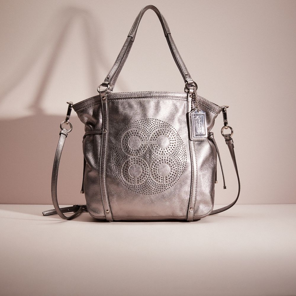 CO169 - Restored Audrey Medium Cinched North South Tote Silver/Gunmetal