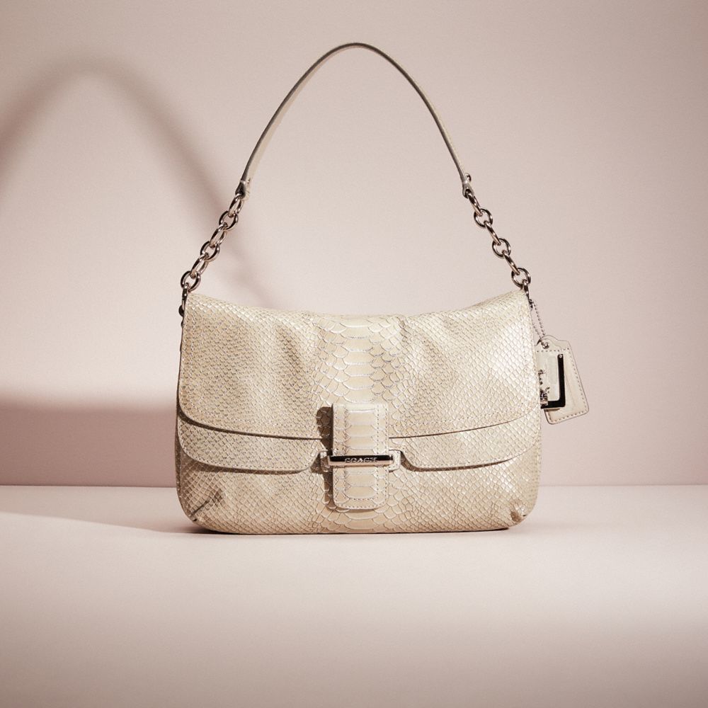 CO171 - Restored Madison Flap Bag In Embossed Python Silver/Silver