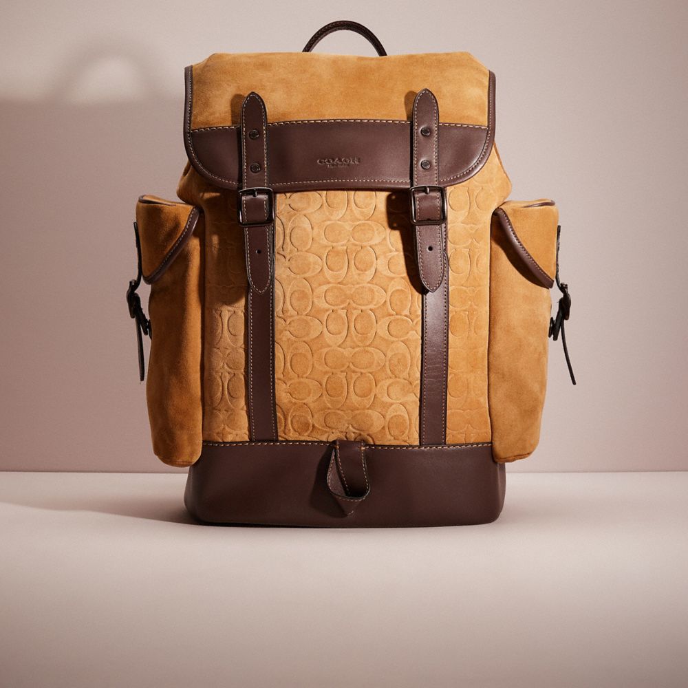 CO450 - Restored Hitch Backpack In Signature Suede Caramel/Mahogany