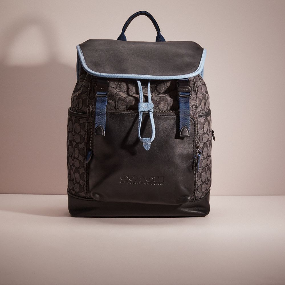 CO509 - Upcrafted League Flap Backpack In Signature Jacquard Pewter/Charcoal/Black