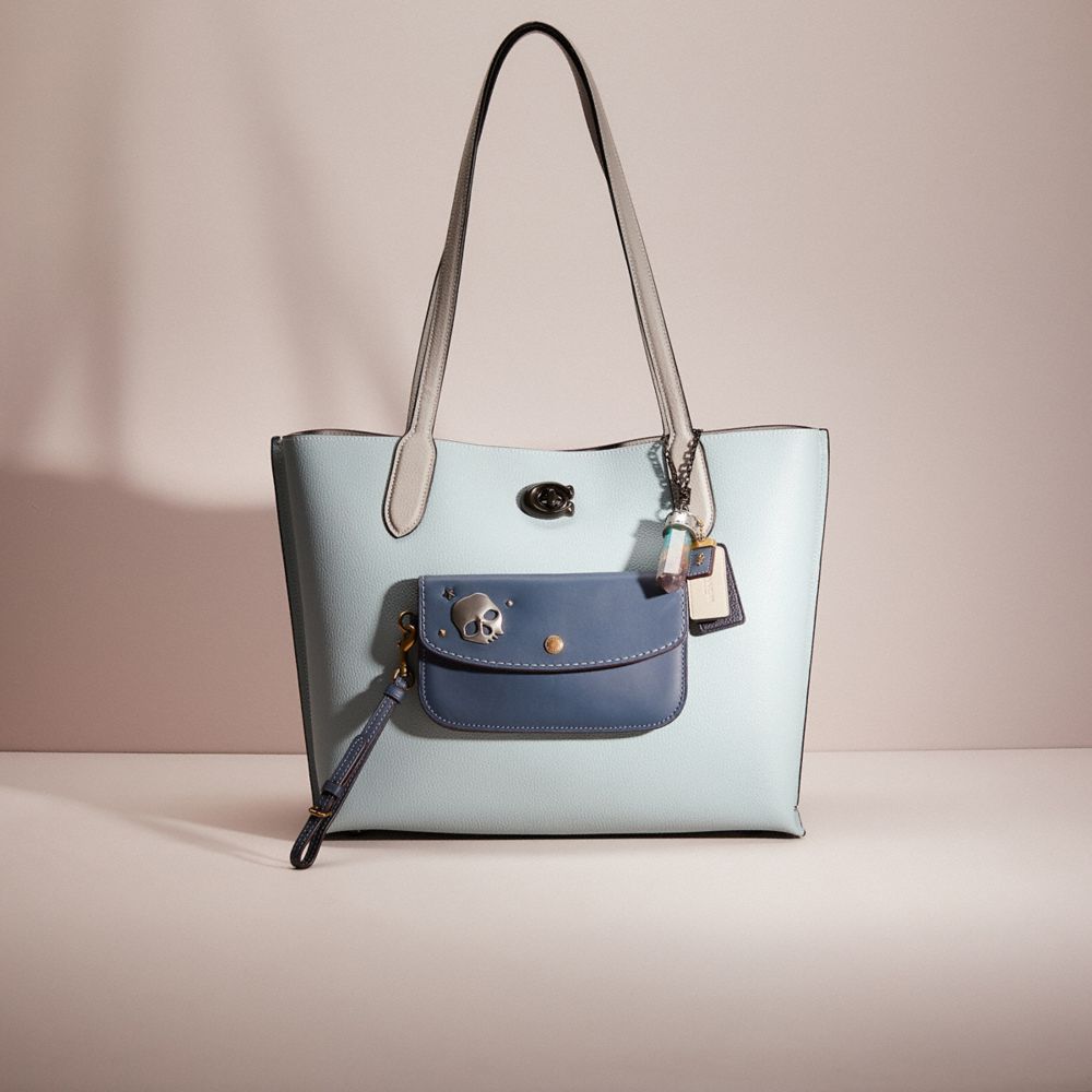 CO521 - Upcrafted Willow Tote In Colorblock With Signature Canvas Interior Pewter/Aqua Multi