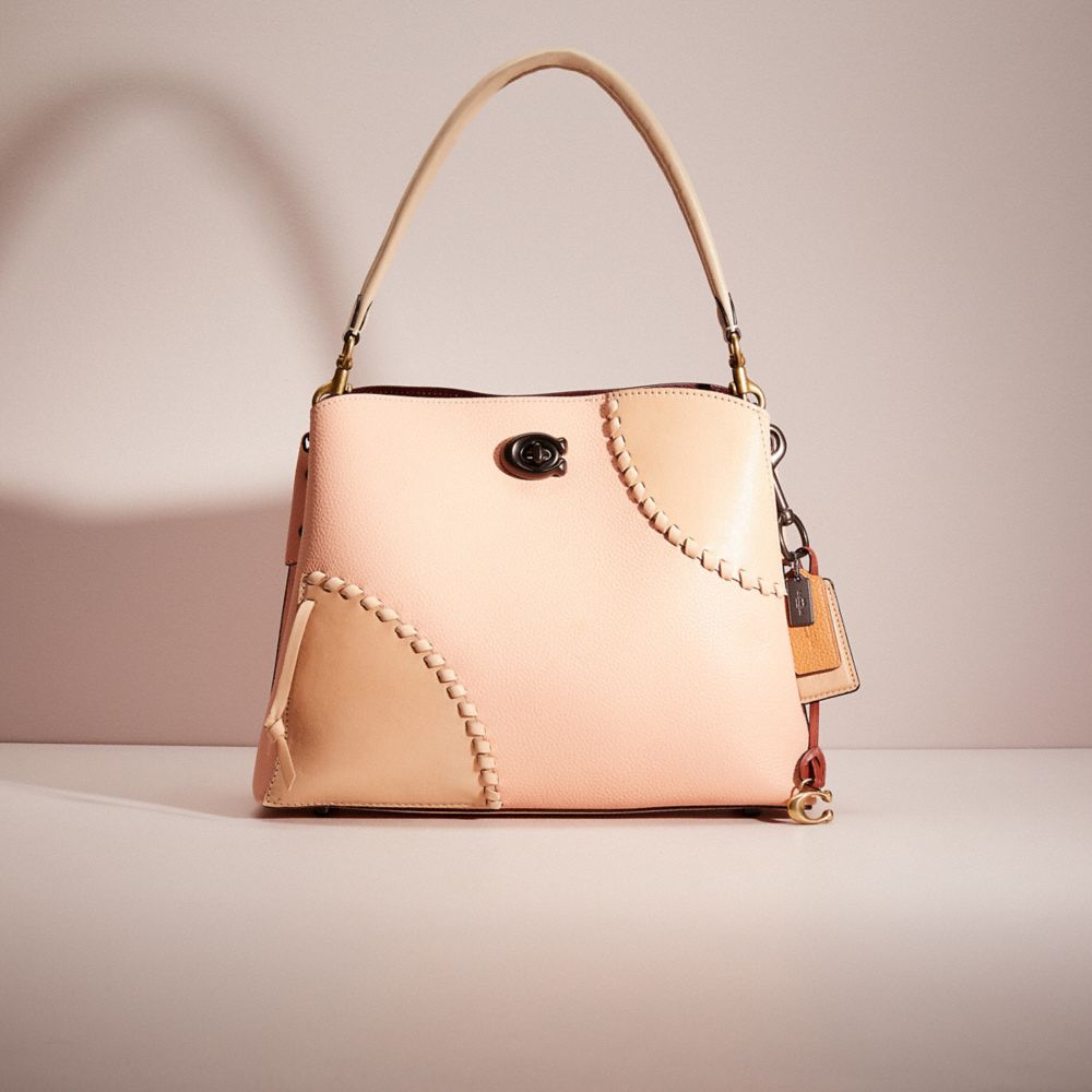 CO641 - Upcrafted Willow Shoulder Bag In Colorblock With Signature Canvas Interior Pewter/Faded Blush
