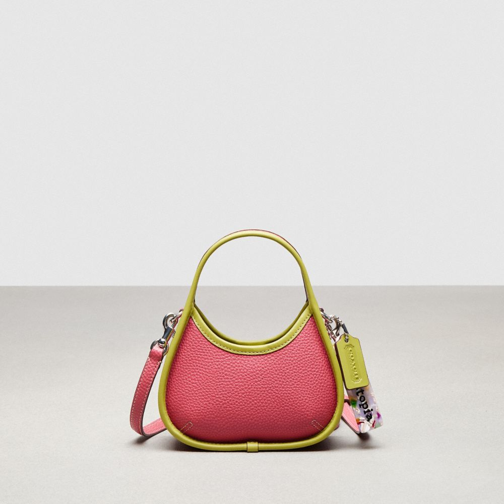 COACH CO662 Mini Ergo Bag With Crossbody Strap In Coachtopia Leather Strawberry Haze/Lime Green