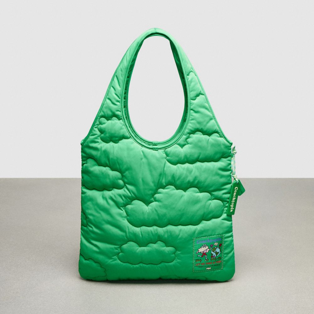 COACH CO668 Coachtopia Loop Flat Tote With Cloud Quilting ELECTRIC KELP