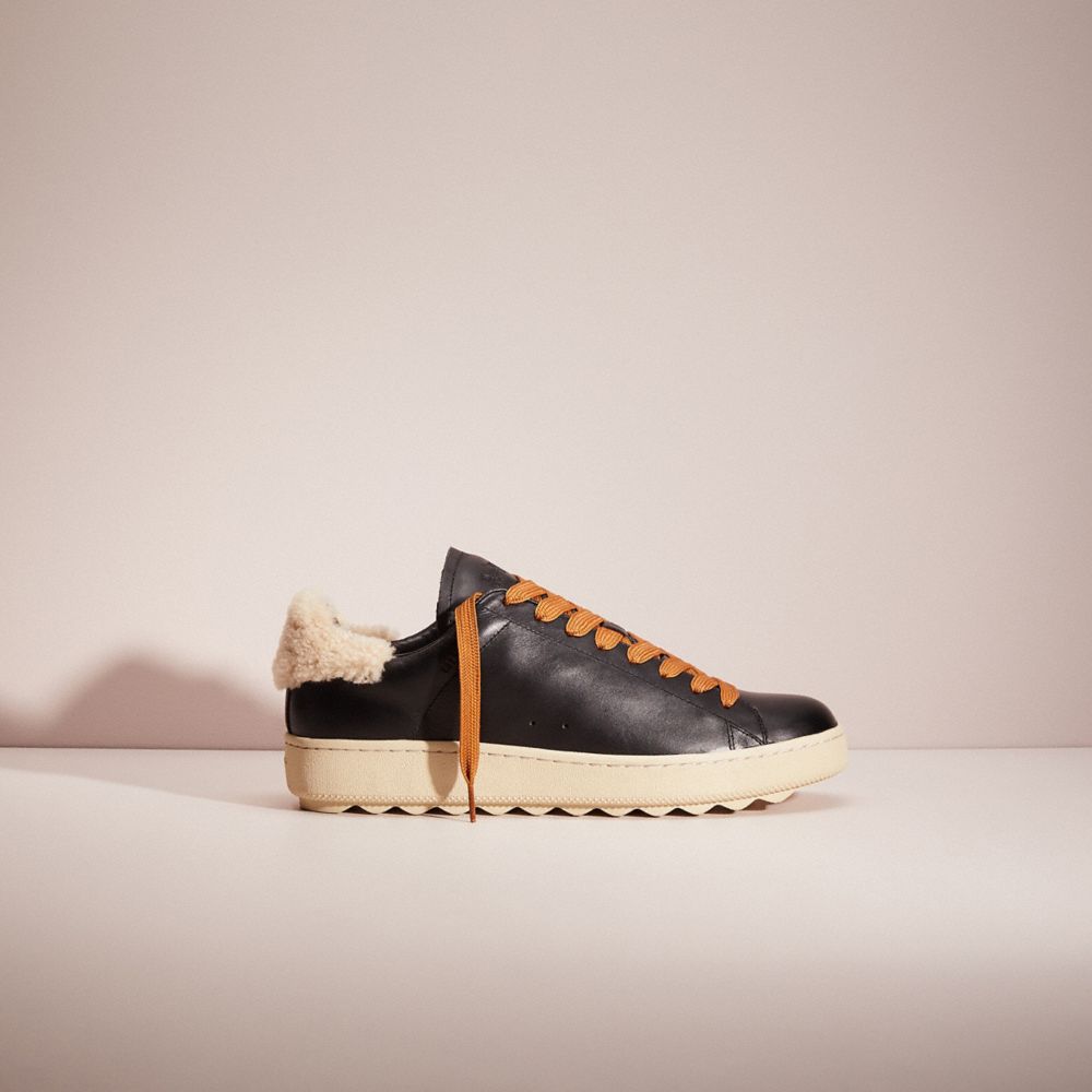 CO703 - Restored C101 Low Top Sneaker With Shearling Black & Natural