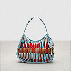 Ergo Bag In Basket Weave Upcrafted Leather - CO713 - Powder Blue/Miami Red Multi