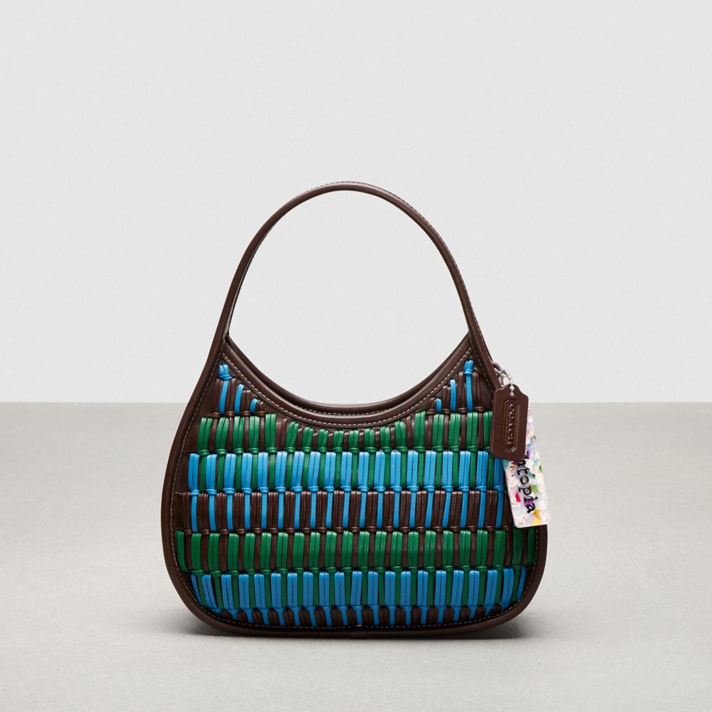 COACH CO713 Ergo Bag In Basket Weave Upcrafted Leather GREEN/BRIGHT BLUE MULTI