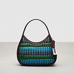 Ergo Bag In Basket Weave Upcrafted Leather - CO713 - Green/Bright Blue Multi