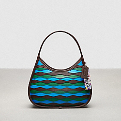 Ergo Bag In Wavy Applique Upcrafted Leather - CO714 - Green/Bright Blue Multi