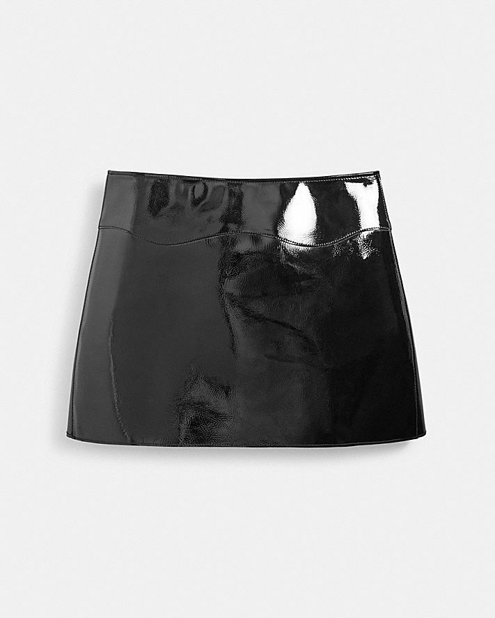 Wavy Mini Skirt in Crinkle Patent Coachtopia Leather Wavy Mini Skirt in Crinkle Patent Coachtopia Leather