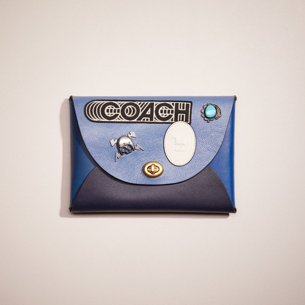 COACH CO773 Remade Colorblock Large Pouch With Patches Blue Multi