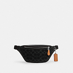 COACH CO918 Warren Mini Belt Bag In Signature Denim SILVER/BLACK