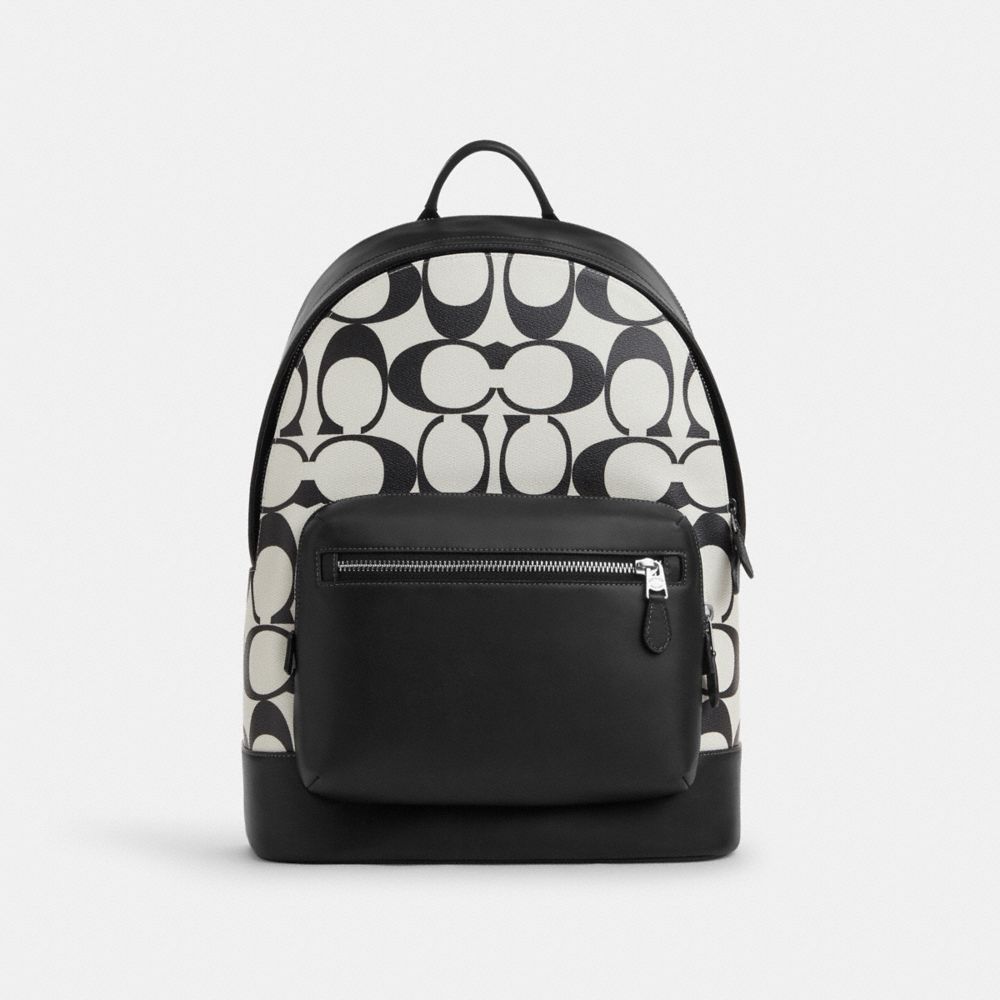 COACH CO920 West Backpack In Signature Canvas SILVER/CHALK/BLACK