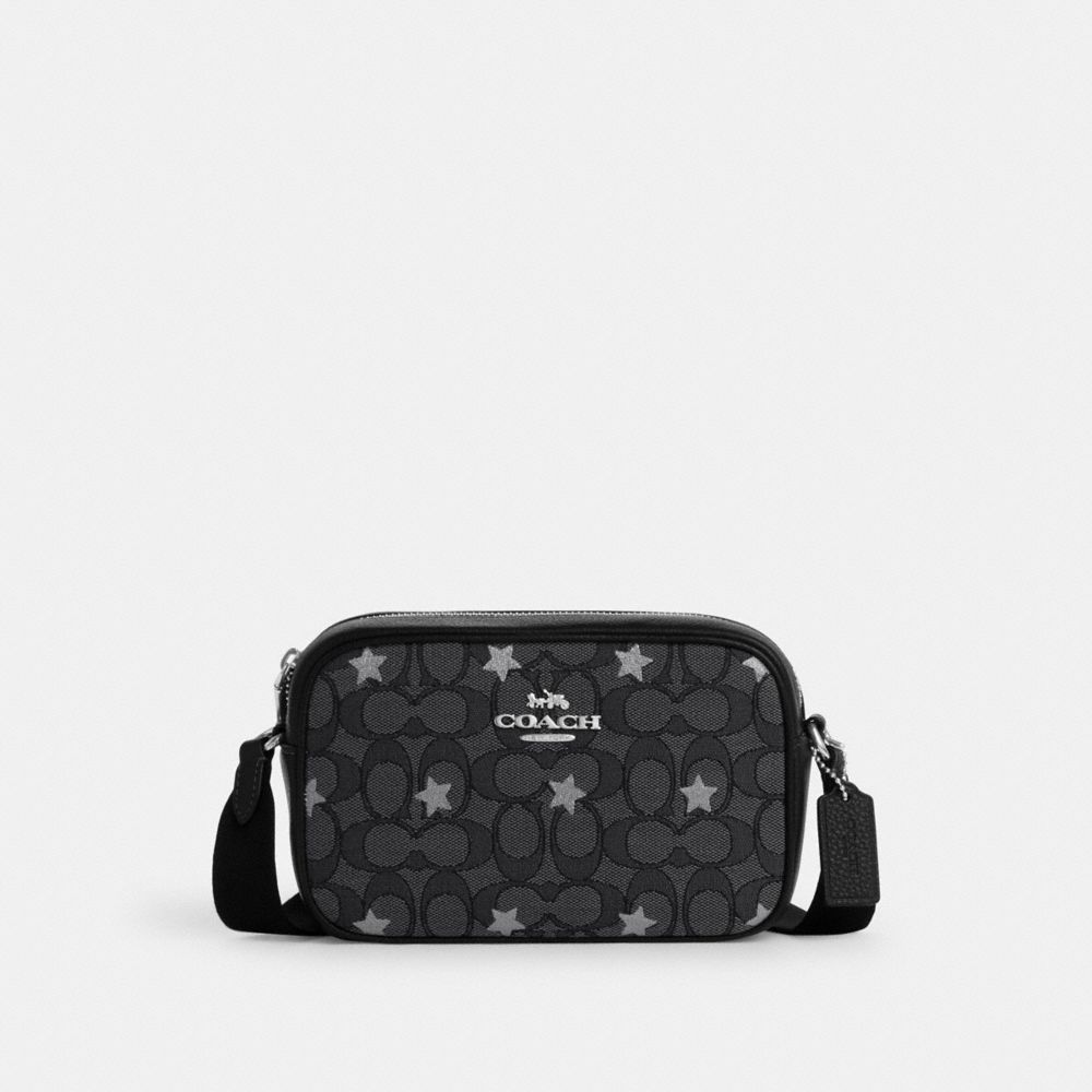 Mini Jamie Camera Bag In Signature Jacquard With Star Embroidery - CO926 - Silver/Smoke/Black Multi
