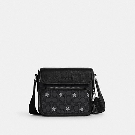 COACH CO930 Sullivan Flap Crossbody In Signature Jacquard With Star Embroidery Silver/Charcoal/Black-Multi